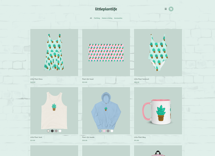 littleplantlife example merch storefront